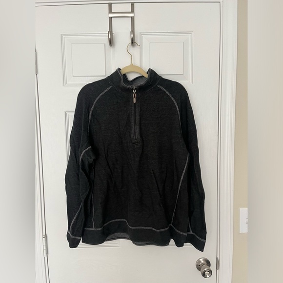 Dark Grey Tommy Bahamas Quarter Zip - Picture 1 of 3